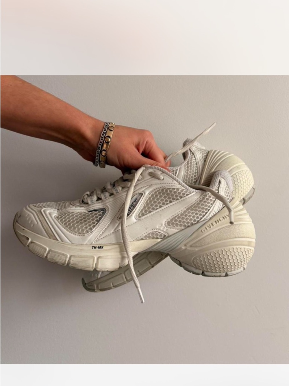 Givenchy Off-White Mesh and Leather Sneakers